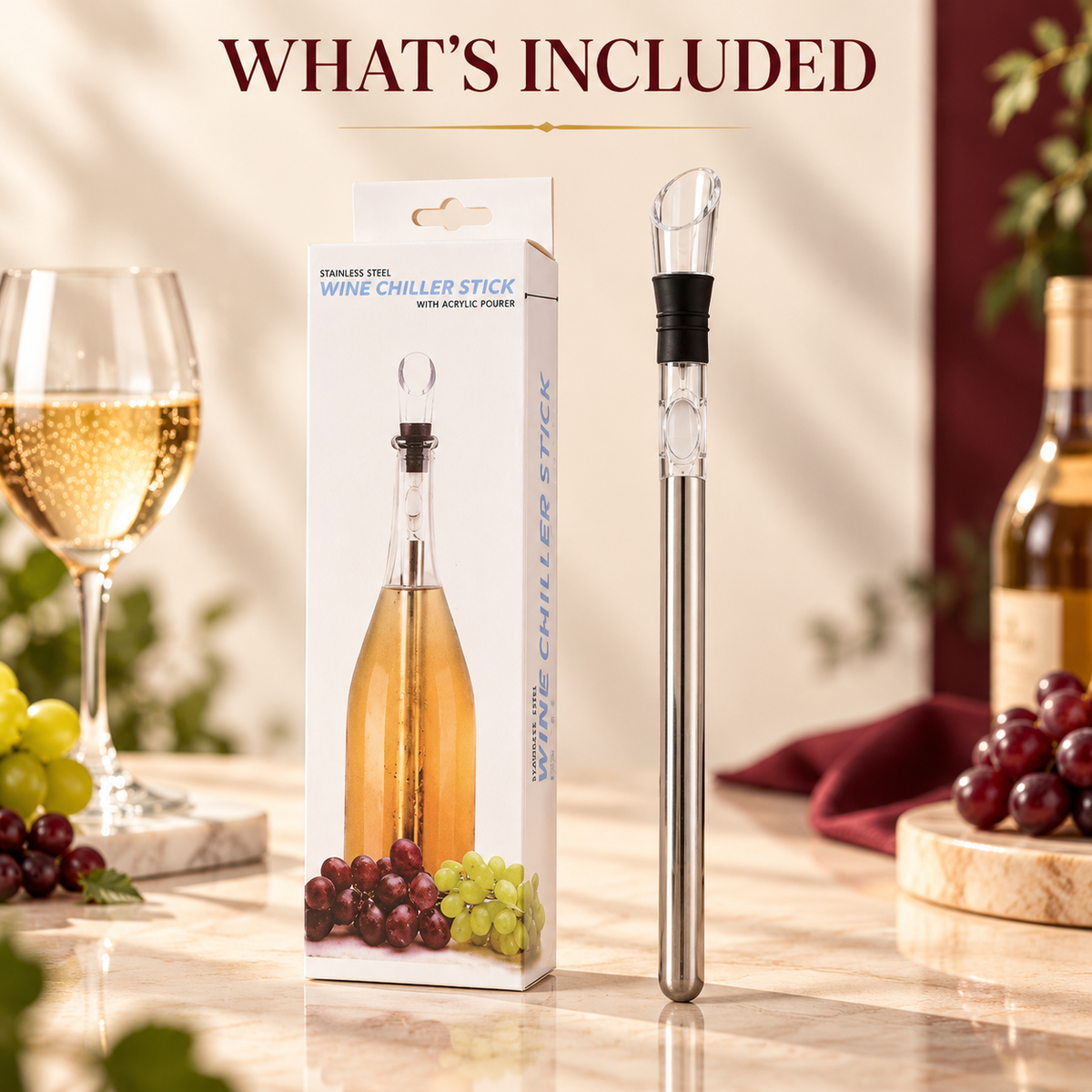 Wine Chiller Stick with Built-In Pouring Spout