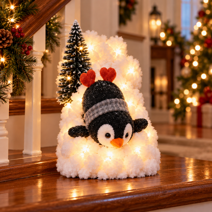 Playful Penguin Christmas Stair Railing Decor