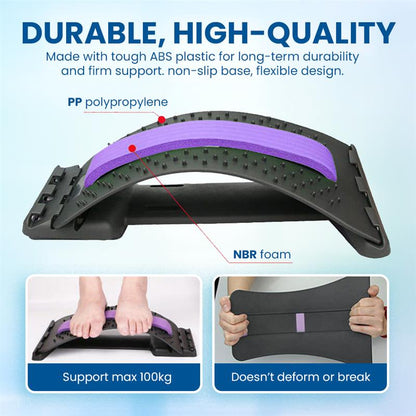 Back Stretcher for Lower Back Pain Relief - 4 Level Adjustable Lumbar Back Cracker Board