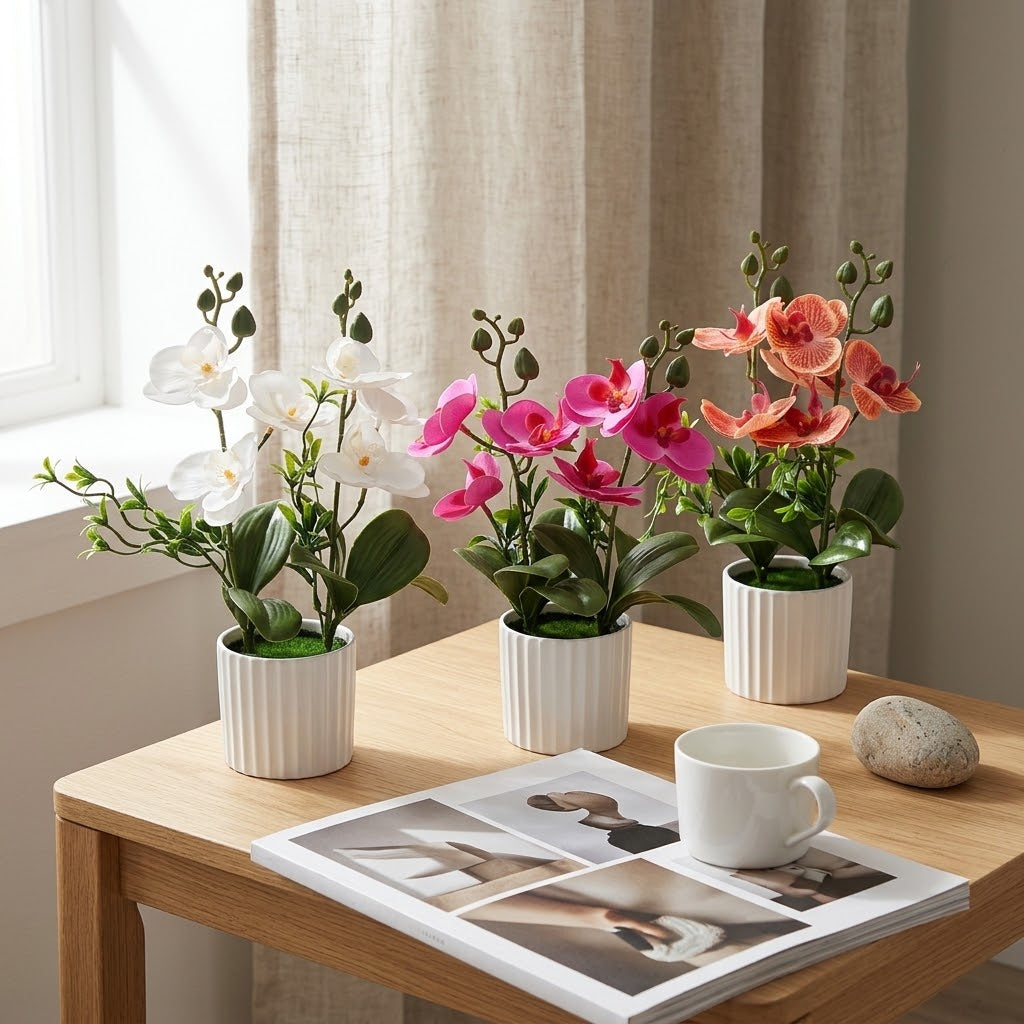 Faux Phalaenopsis Orchid Potted Arrangement