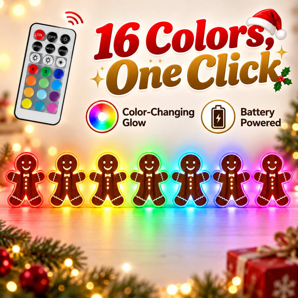 16-Color Christmas Wall Lights