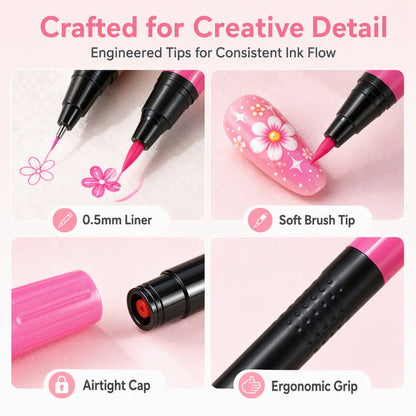 24-Color Dual-Tip Nail Art Pen Set