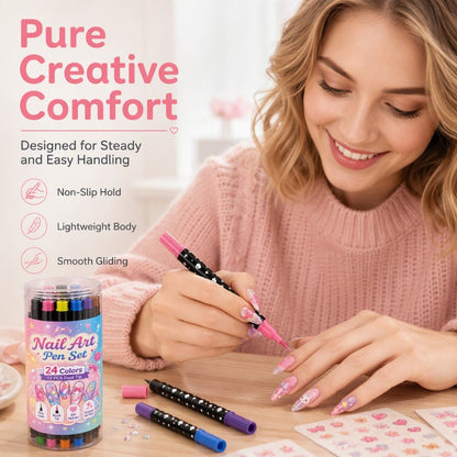 24-Color Dual-Tip Nail Art Pen Set