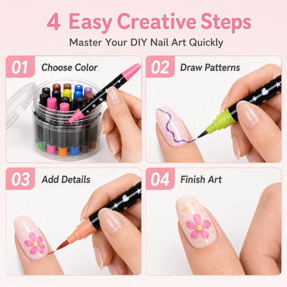 24-Color Dual-Tip Nail Art Pen Set