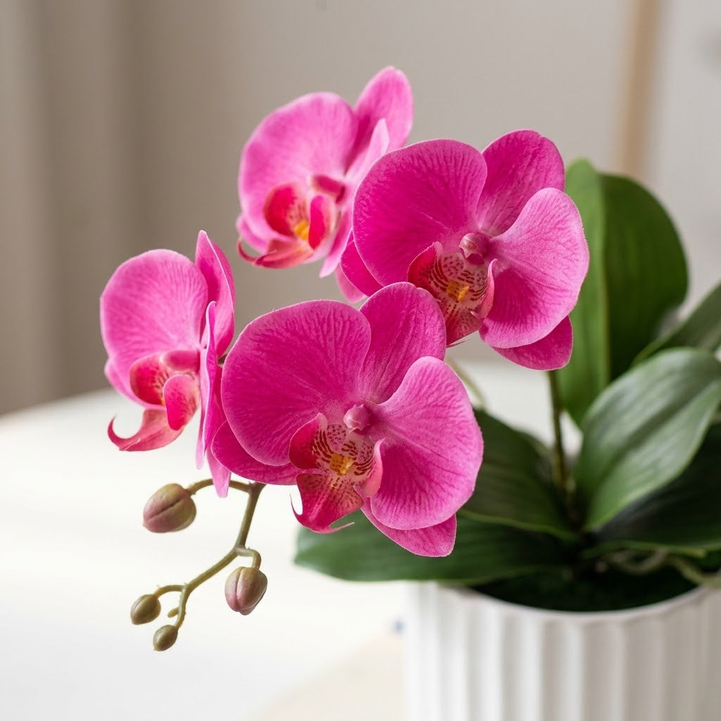 Faux Phalaenopsis Orchid Potted Arrangement