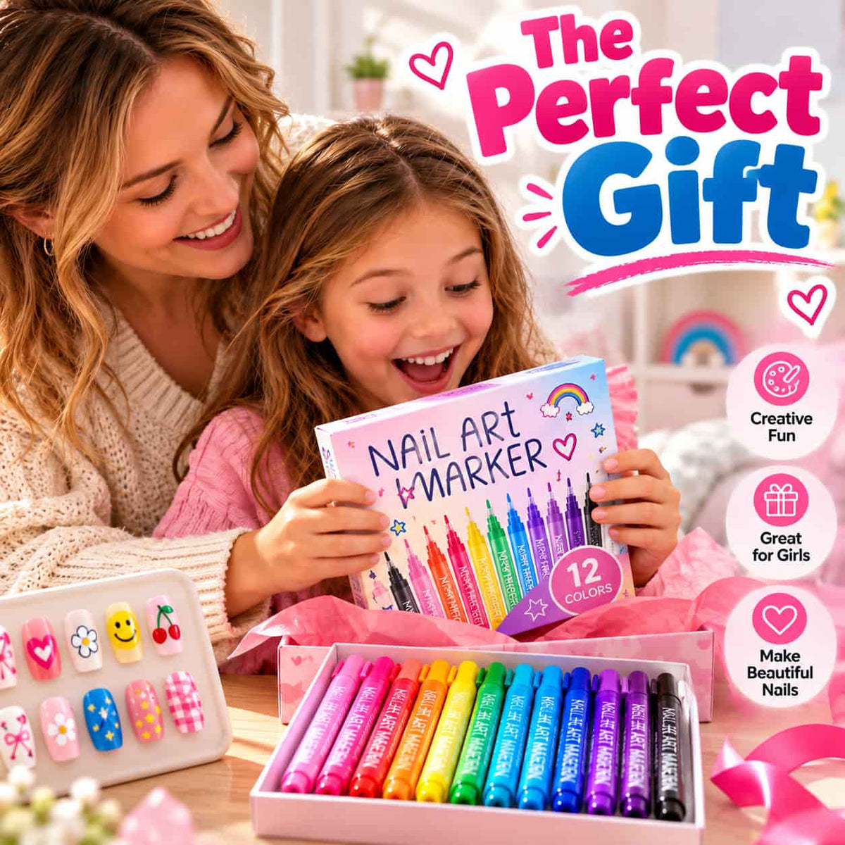 12-Color Fine-Tip Nail Art Pens