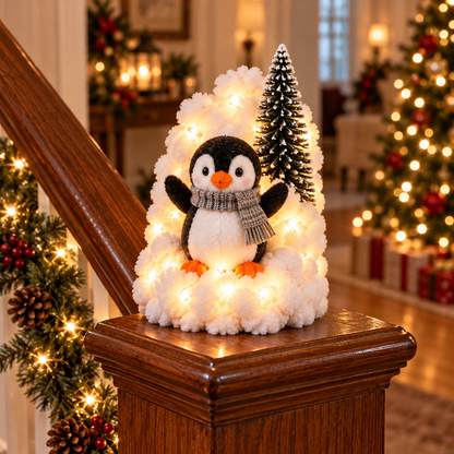 Playful Penguin Christmas Stair Railing Decor