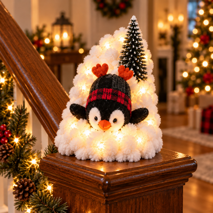 Playful Penguin Christmas Stair Railing Decor
