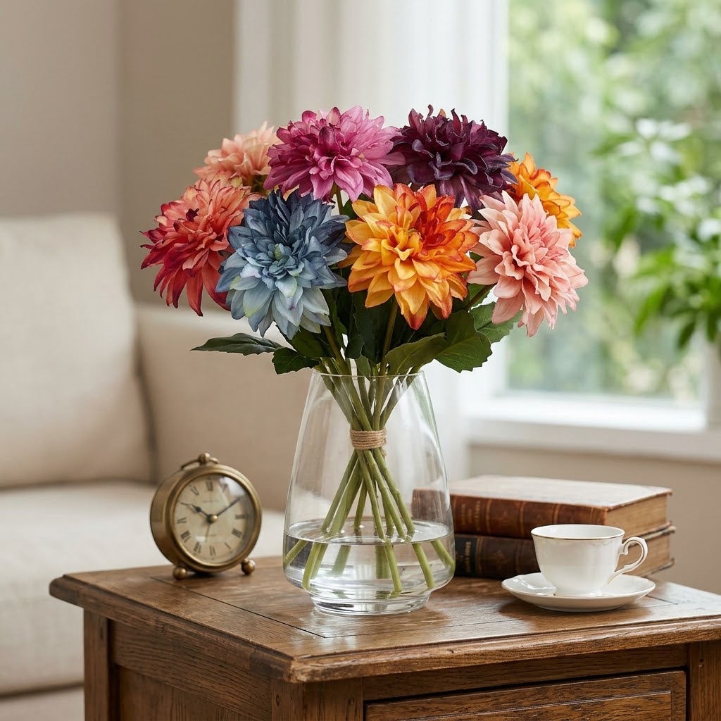 Textured Dahlia Flower Stem